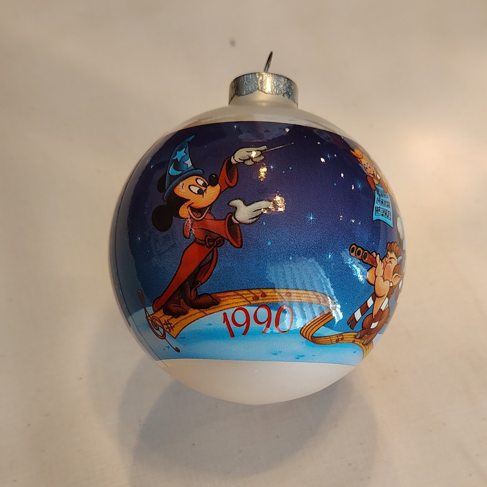 1990 Disney Sorcerer Mickey Holiday Ornament - Blue and White